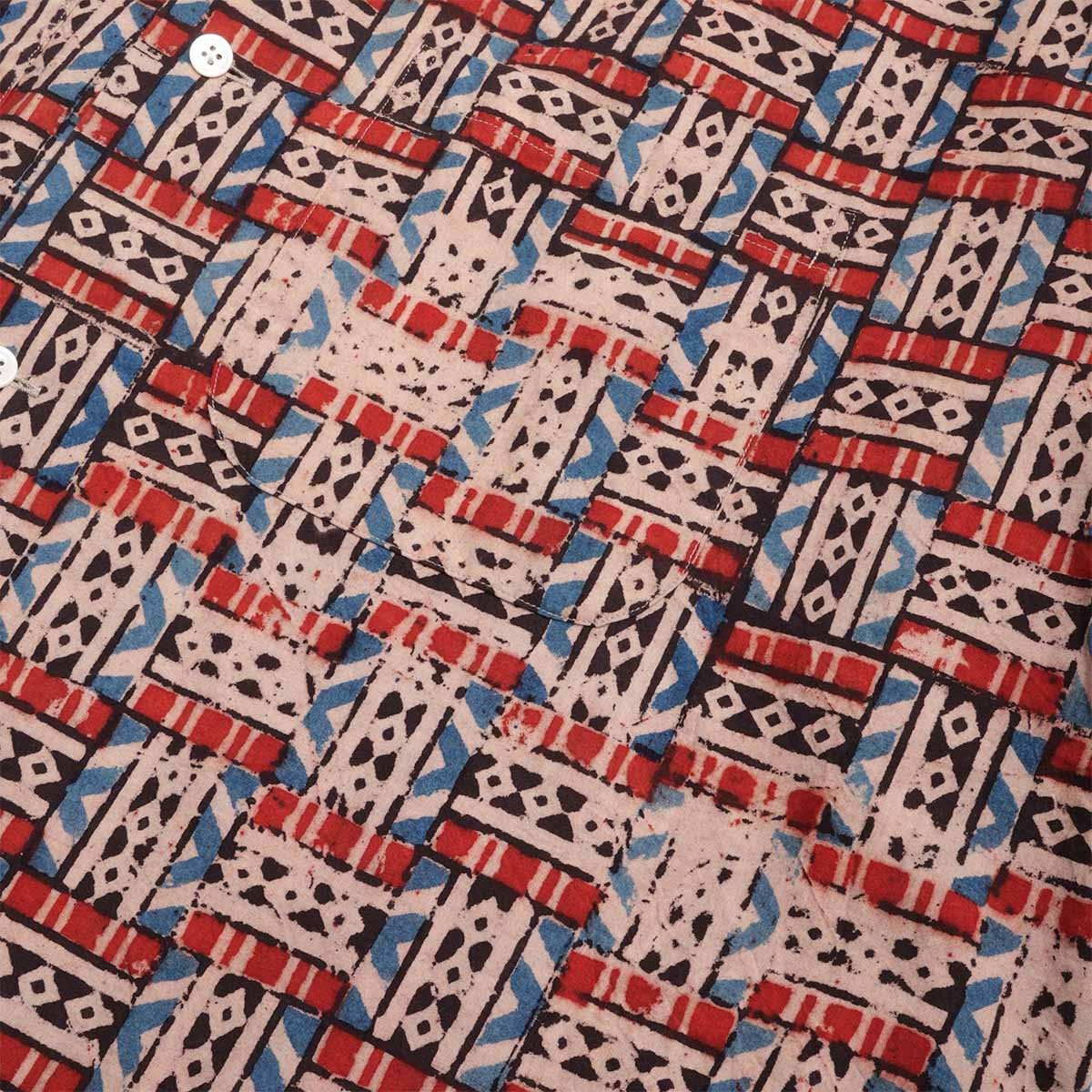 Beams Plus Open Collar Block Print Shirt