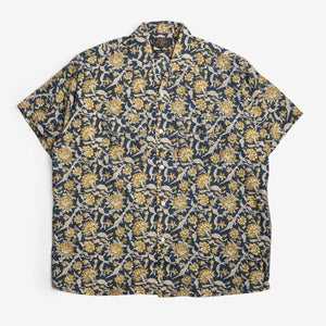 Beams Plus Open Collar Block Print Shirt - Blue