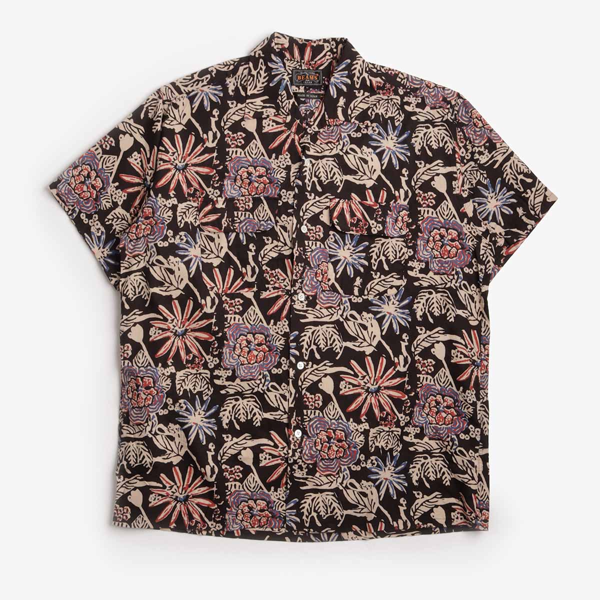 Beams Plus Open Collar Block Print Shirt