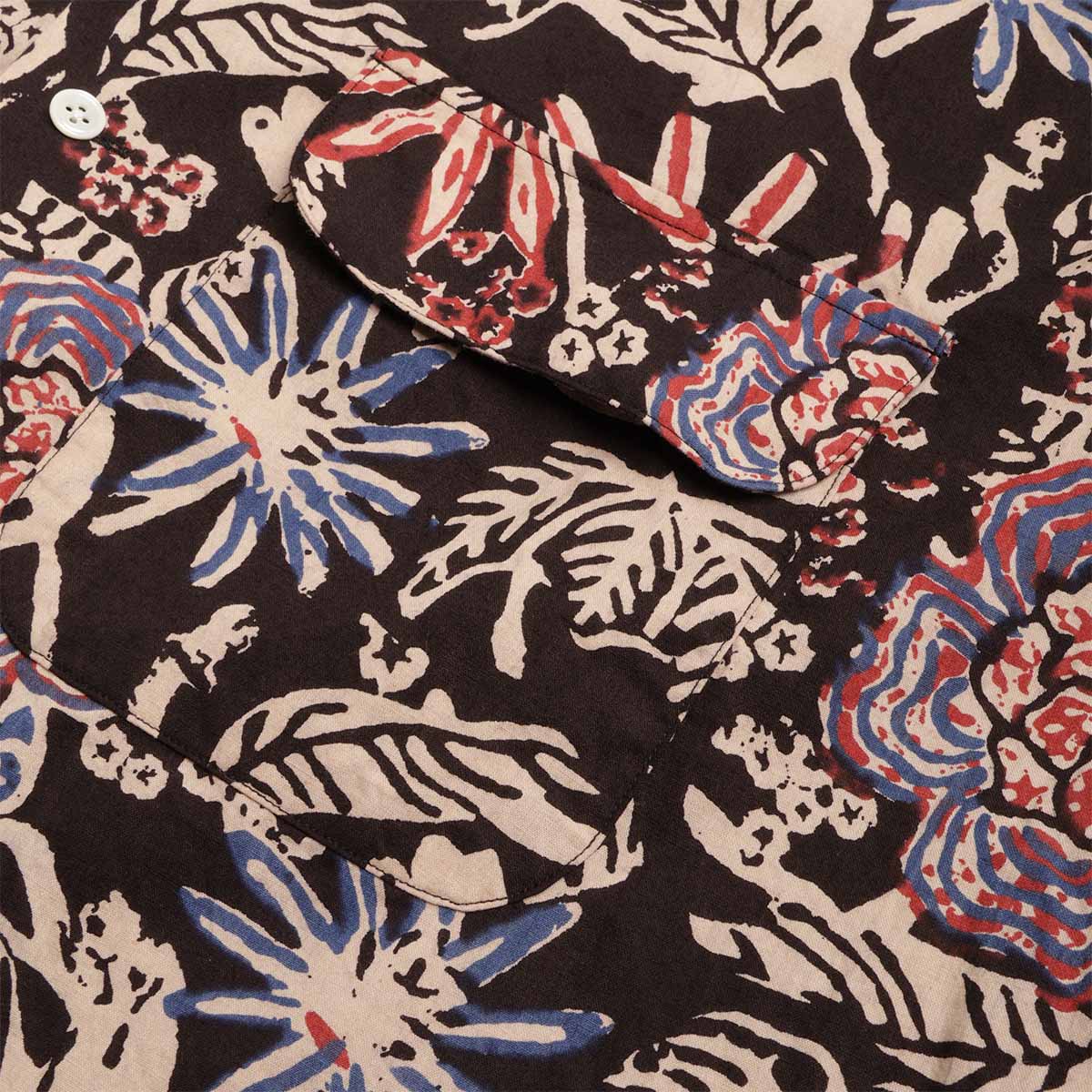 Beams Plus Open Collar Block Print Shirt