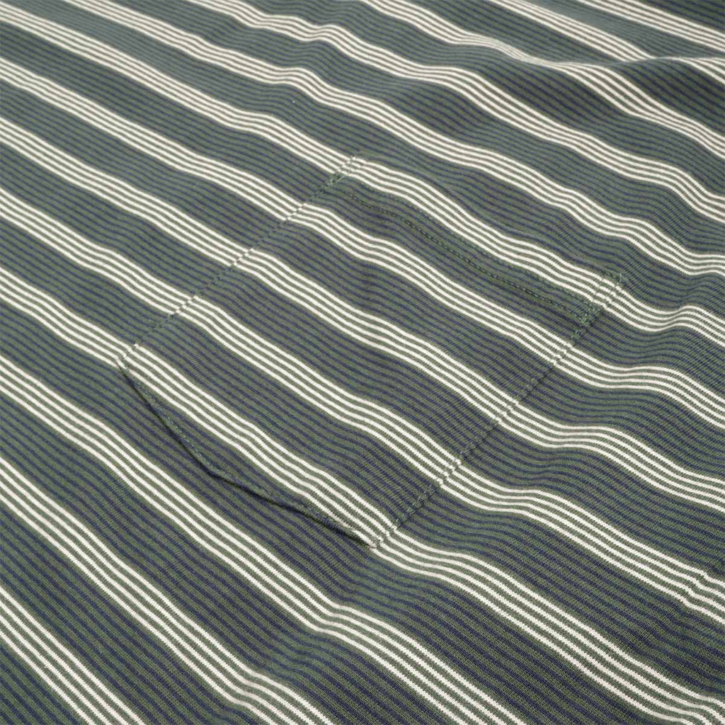 Beams Plus Pin Stripe Pocket T-Shirt, Green, Detail Shot 2