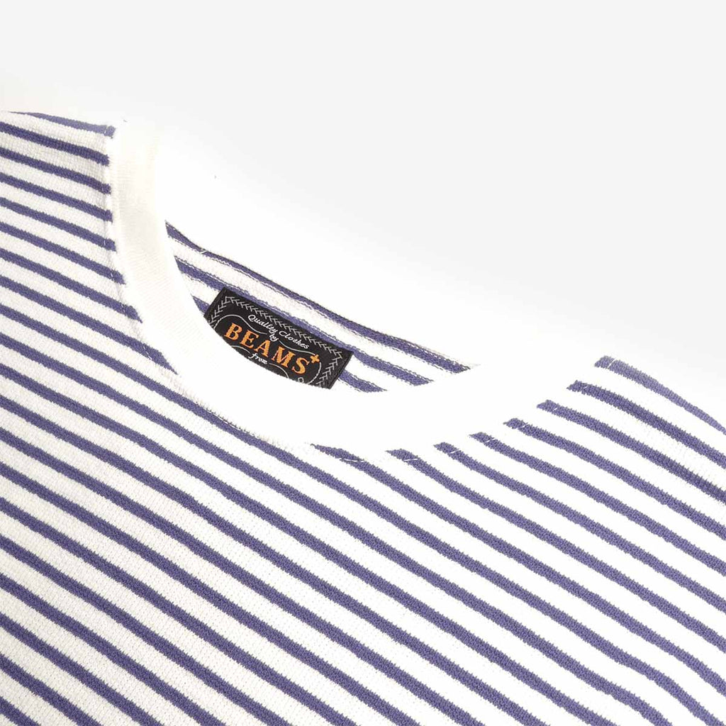 Beams Plus Pocket Inlay Stripe T-Shirt, Off White, Detail Shot 2