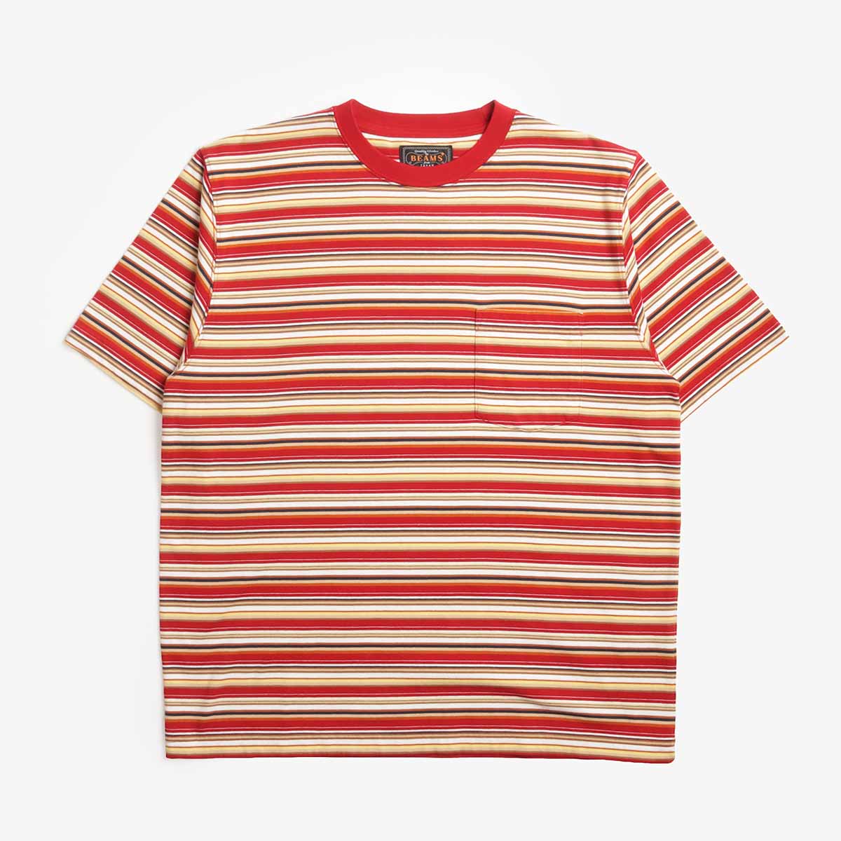 main Beams Plus Multi Stripe Pocket T-Shirt, Red, Detail Shot 1