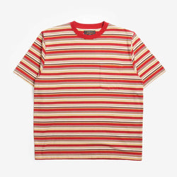 thumbnail Beams Plus Multi Stripe Pocket T-Shirt, Red, Detail Shot 1