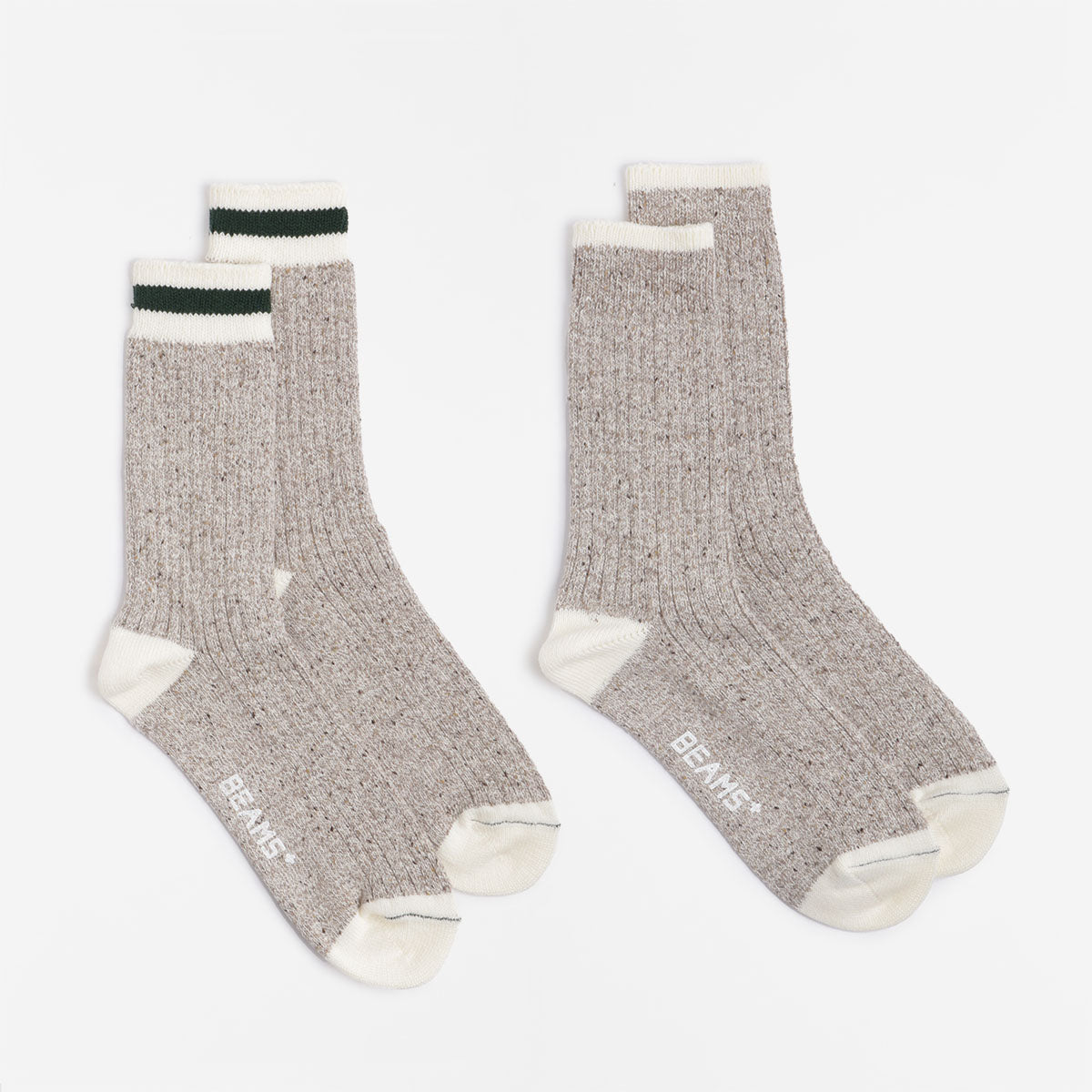 Beams Plus Rag Socks, Oatmeal Green, Detail Shot 1