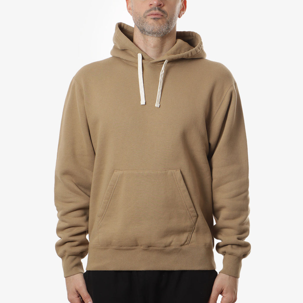 Beams Plus Raised Back Sweat Pullover Hoodie, Khaki, Detail Shot 1