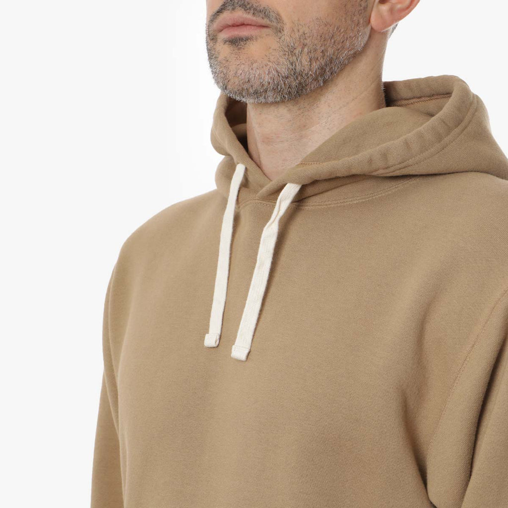 Beams Plus Raised Back Sweat Pullover Hoodie, Khaki, Detail Shot 2