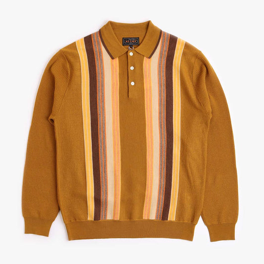 Beams Plus Stripe Knit Polo Shirt