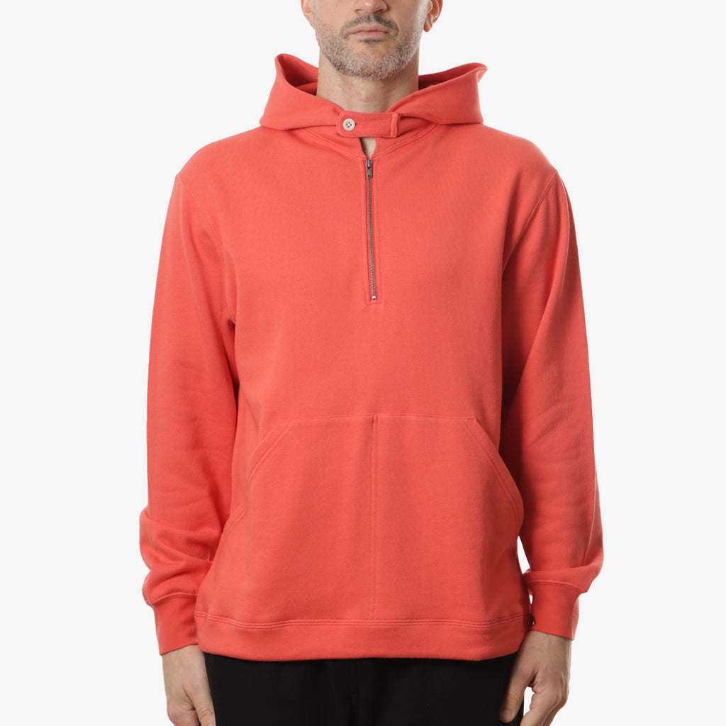Beams Plus Sweat Half Zip Hoodie, Red, Detail Shot 1