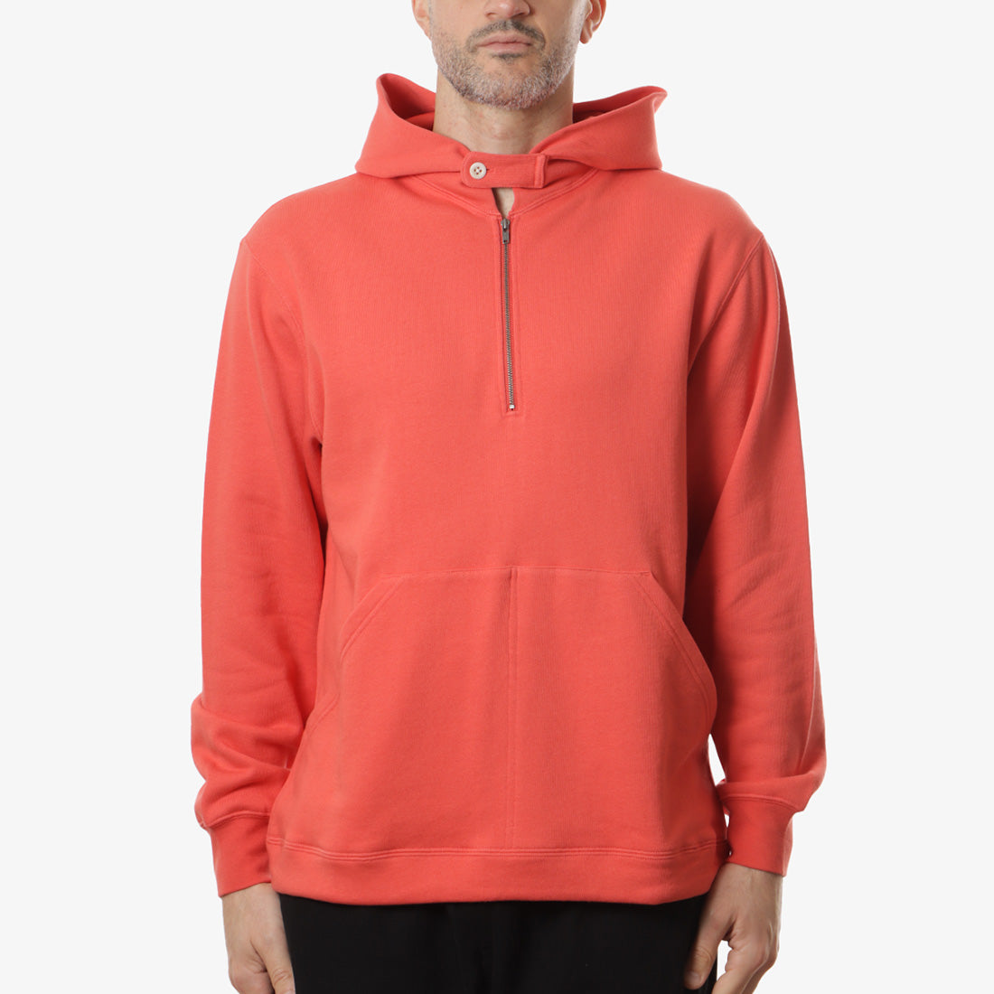 Beams Plus Sweat Half Zip Hoodie, Red, Detail Shot 1