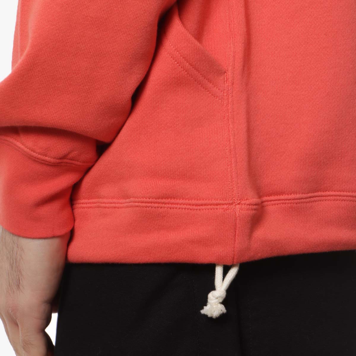 Beams Plus Sweat Half Zip Hoodie, Red, Detail Shot 4