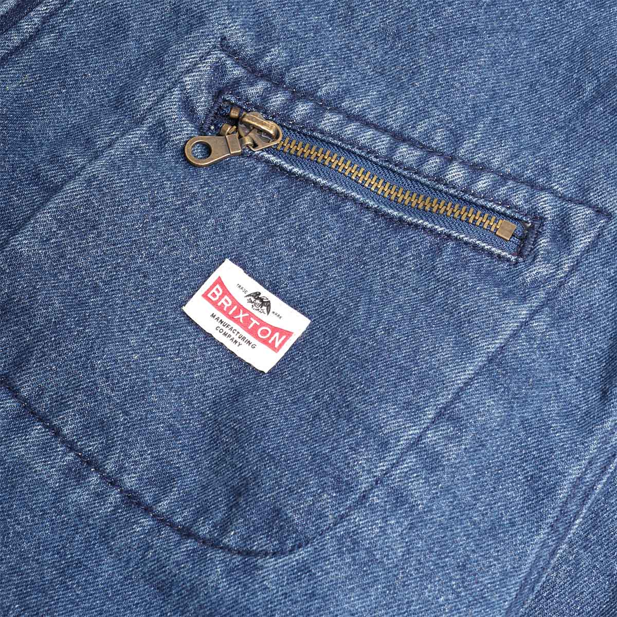 Brixton Altered Threads Lined Garage Jacket, Medium Wash Denim, Detail Shot 2
