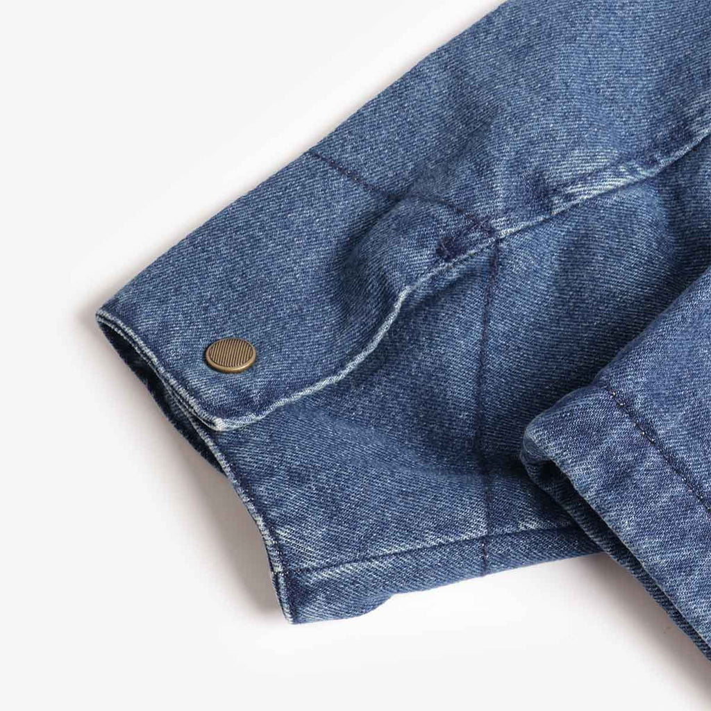 Brixton Altered Threads Lined Garage Jacket, Medium Wash Denim, Detail Shot 5