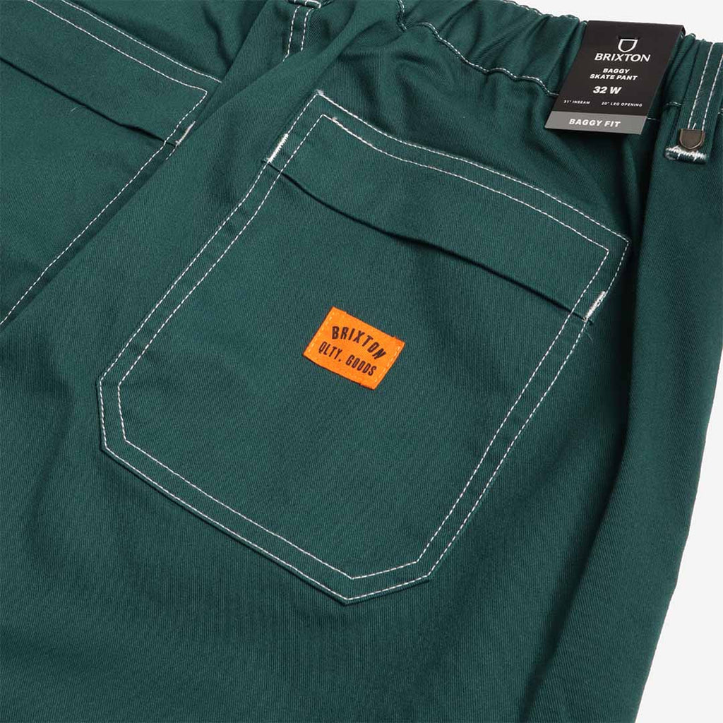 Brixton Baggy Skate Pant, Deep Emerald, Detail Shot 4