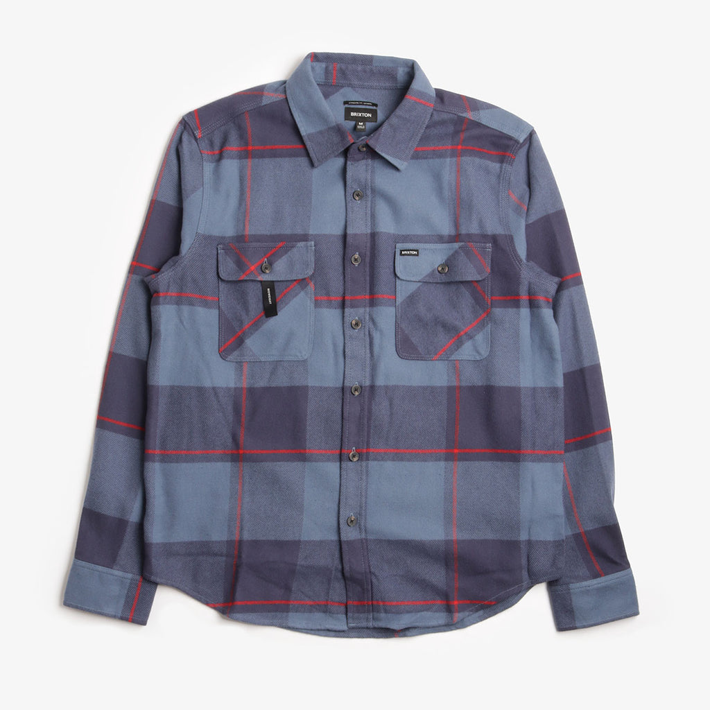 Brixton Bowery Flannel Shirt, Bering Sea Mood Indigo Adrenaline Rush, Detail Shot 1