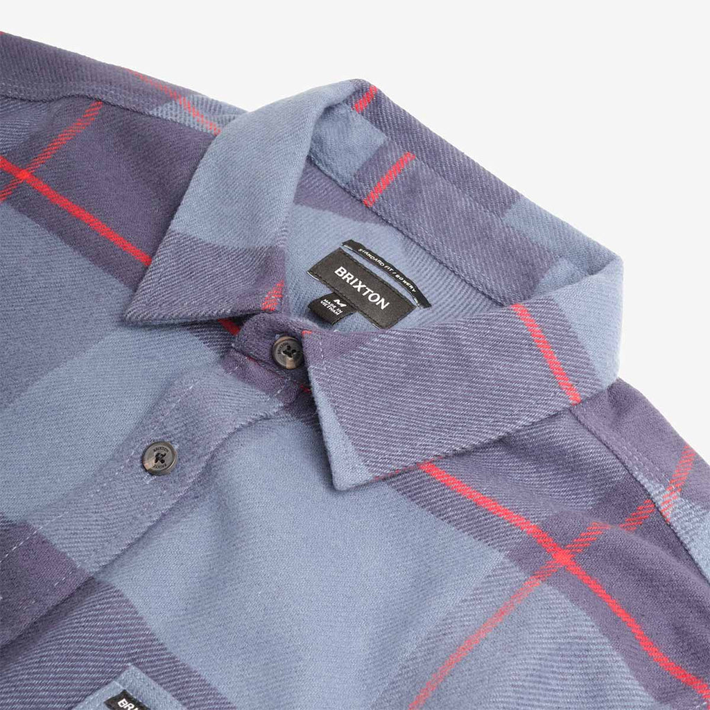 Brixton Bowery Flannel Shirt, Bering Sea Mood Indigo Adrenaline Rush, Detail Shot 3