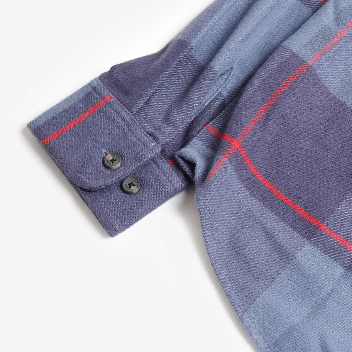 Brixton Bowery Flannel Shirt, Bering Sea Mood Indigo Adrenaline Rush, Detail Shot 5