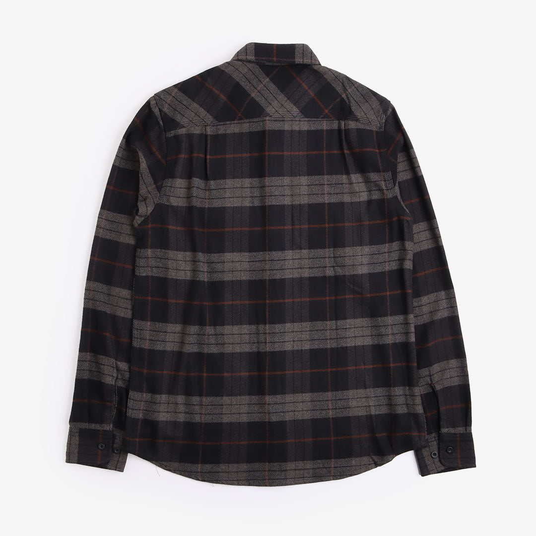 main Brixton Bowery Flannel Shirt, Black Charcoal, Detail Shot 3