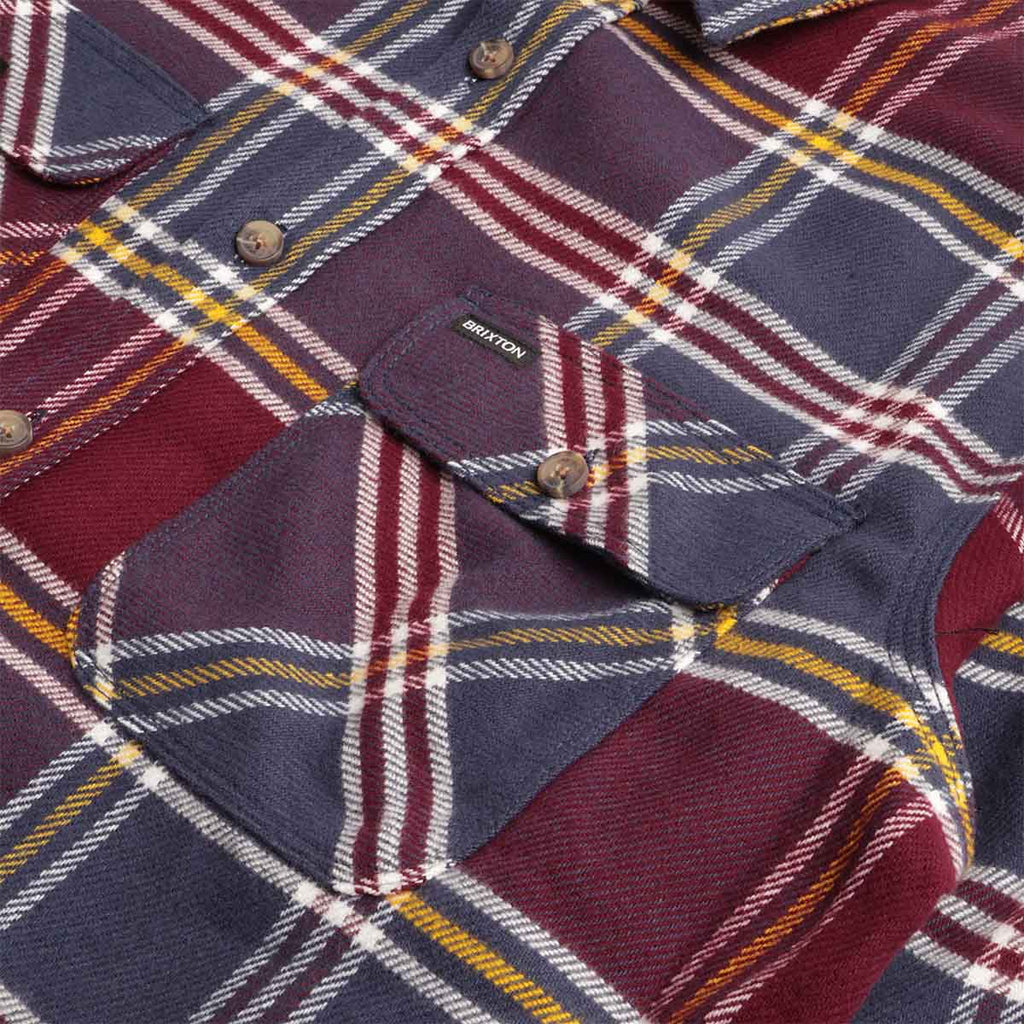 Brixton Bowery Flannel Shirt, Mood Indigo Port Saffron, Detail Shot 3