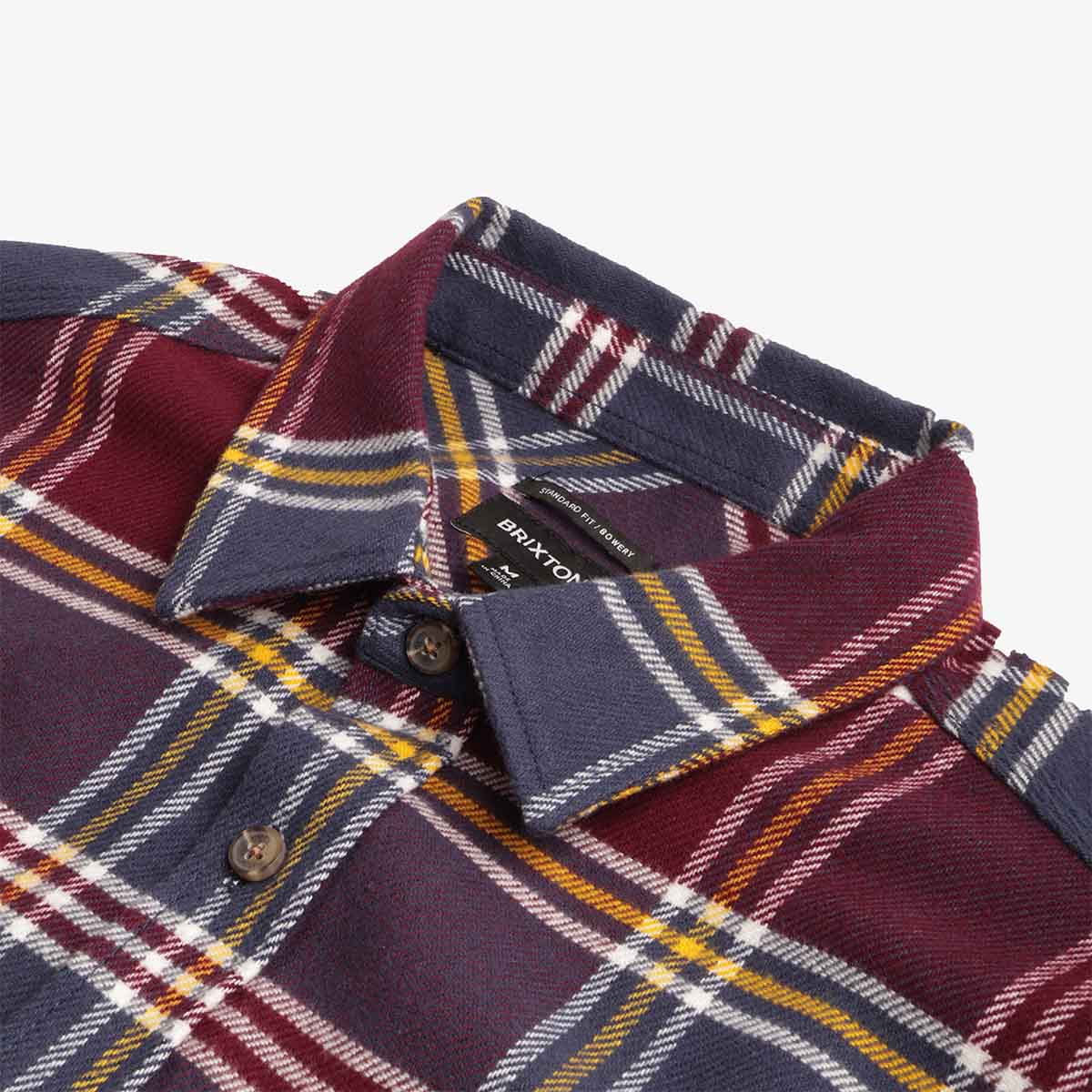 main Brixton Bowery Flannel Shirt, Mood Indigo Port Saffron, Detail Shot 4