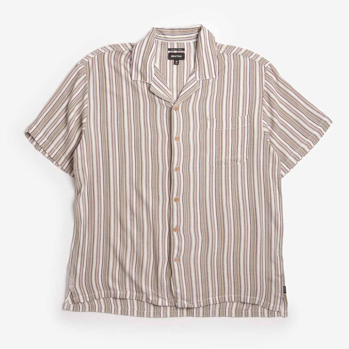 Brixton Bunker Twisted Stripe Woven Shirt, Robust Red, Detail Shot 1