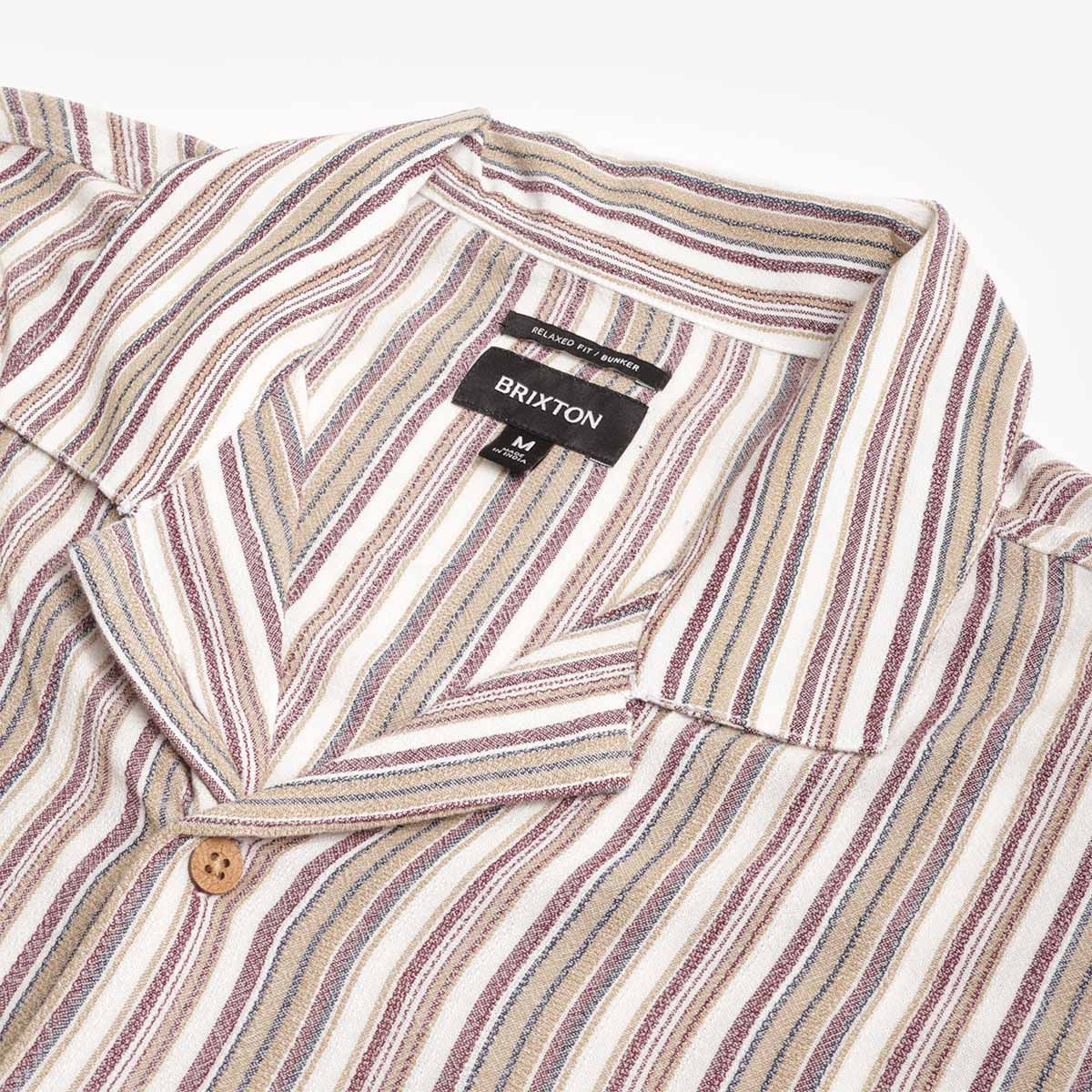 Brixton Bunker Twisted Stripe Woven Shirt, Robust Red, Detail Shot 3