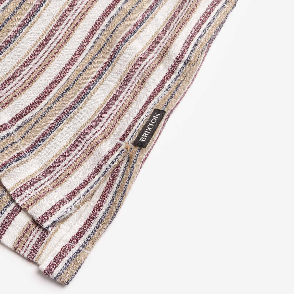 Brixton Bunker Twisted Stripe Woven Shirt, Robust Red, Detail Shot 4
