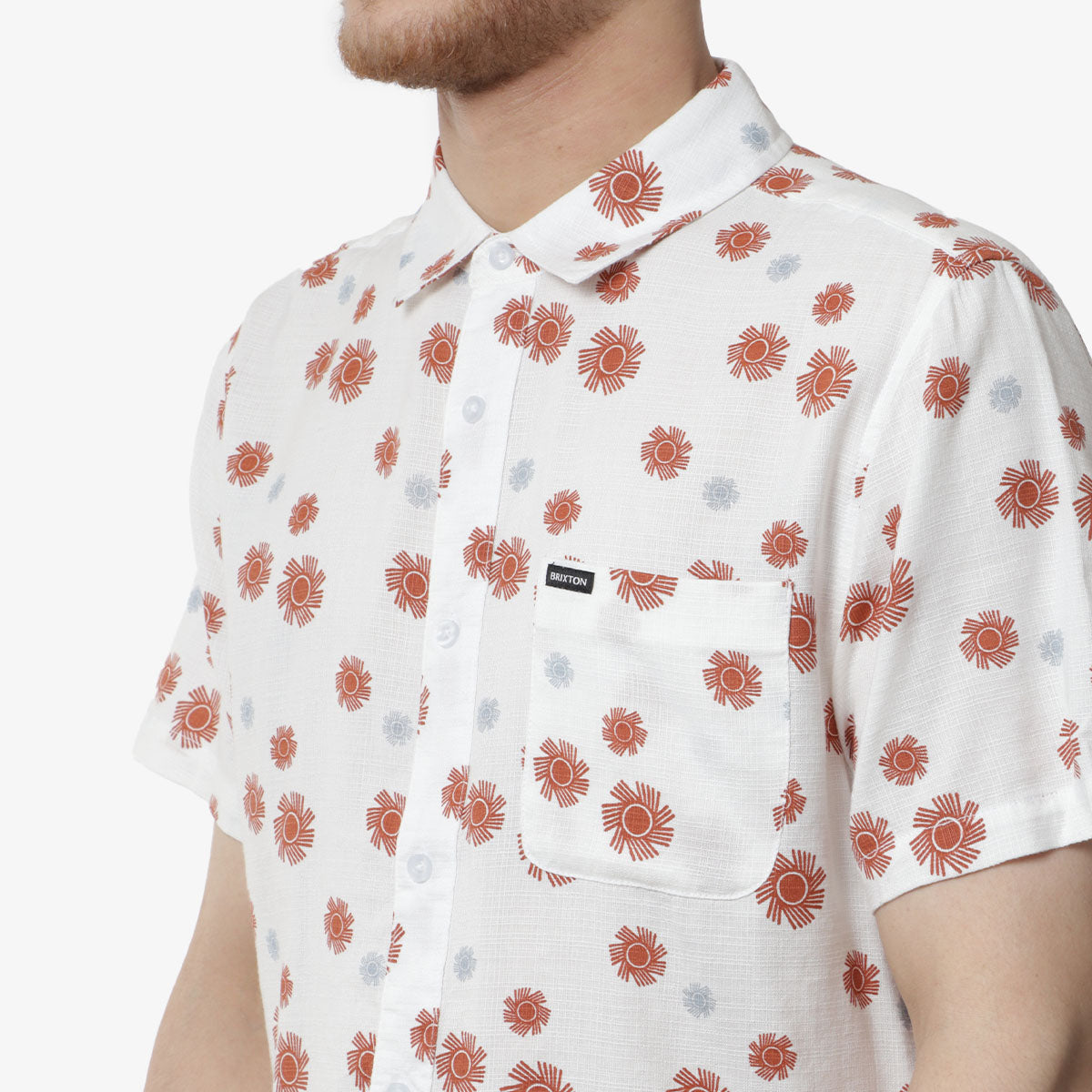 Brixton Charter Slub Woven Shirt, Off White Sol, Detail Shot 2