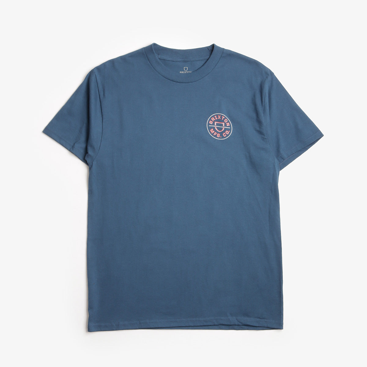 Brixton Crest II T-Shirt, Harbor Blue Grey Blue Dark Red, Detail Shot 1