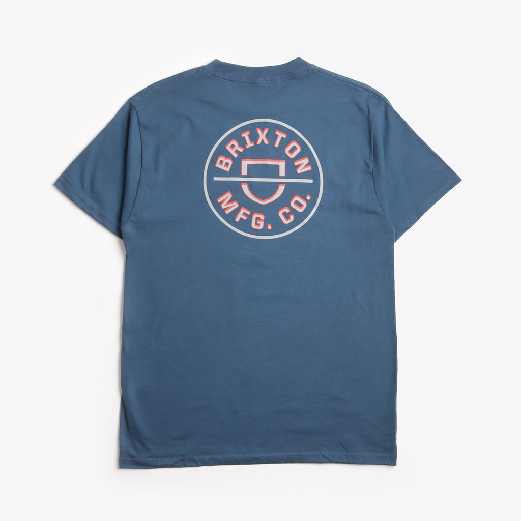 Brixton Crest II T-Shirt, Harbor Blue Grey Blue Dark Red, Detail Shot 2
