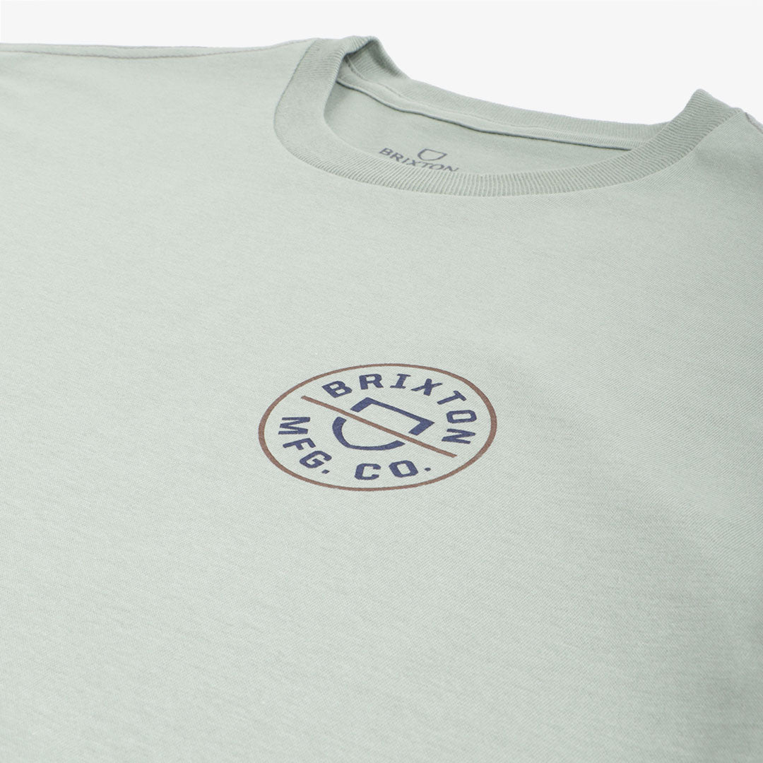 Brixton Crest II T-Shirt, Chinois Green Washed Navy Sepia, Detail Shot 3