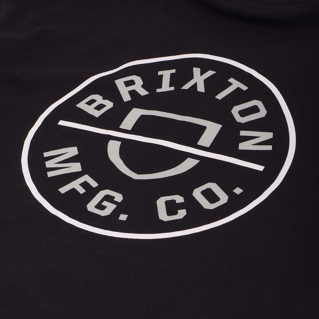 Brixton Crest II T-Shirt, Black Mineral Grey White, Detail Shot 4