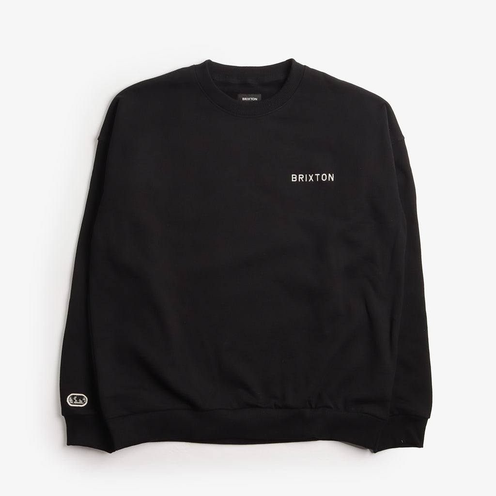 Brixton Embroidered Heavyweight Crew Sweatshirt, Black, Detail Shot 1