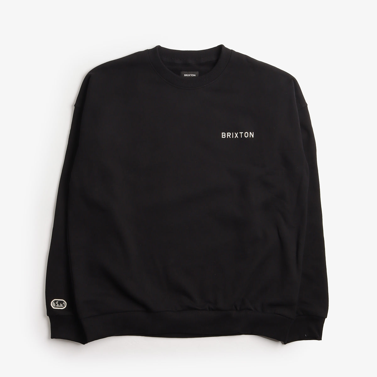 Brixton Embroidered Heavyweight Crew Sweatshirt, Black, Detail Shot 1