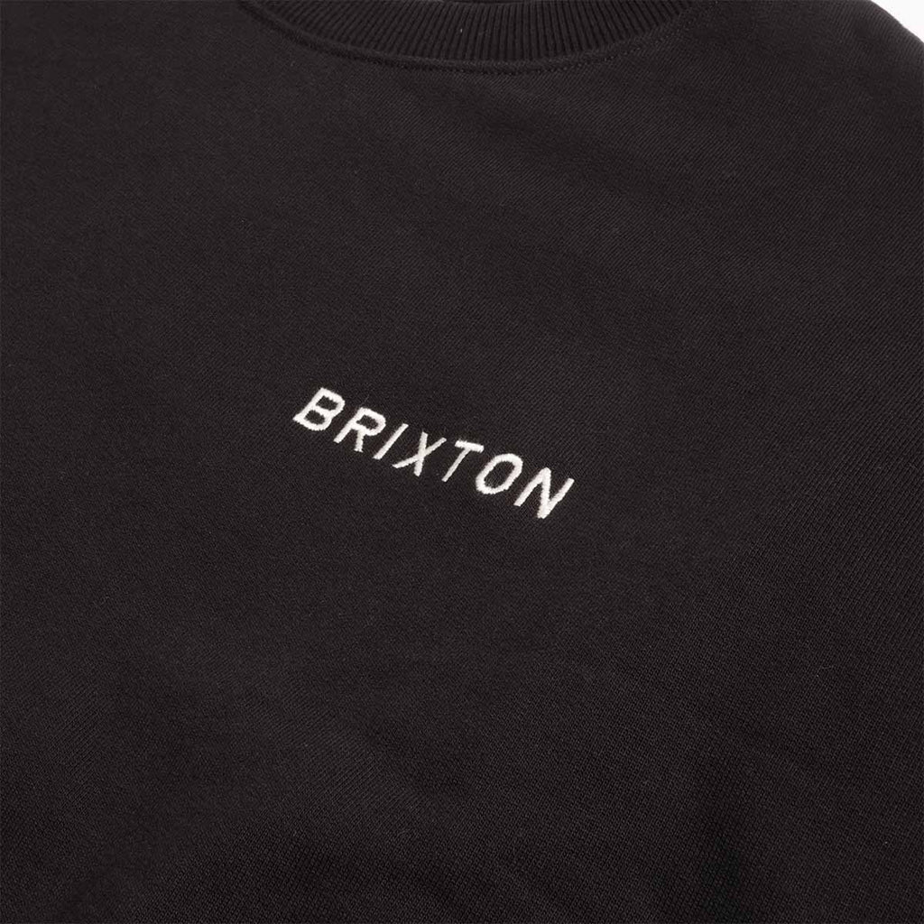 Brixton Embroidered Heavyweight Crew Sweatshirt, Black, Detail Shot 2