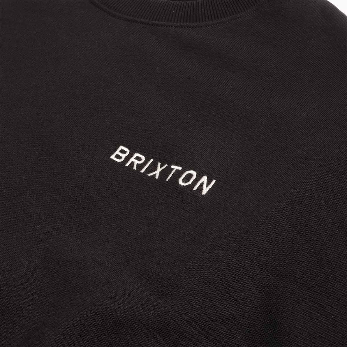Brixton Embroidered Heavyweight Crew Sweatshirt, Black, Detail Shot 2