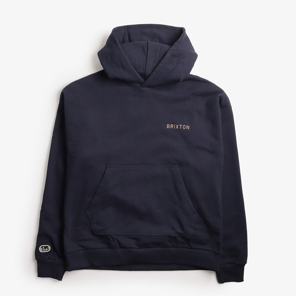 Brixton Embroidered Heavyweight Hoodie, Mood Indigo, Detail Shot 1