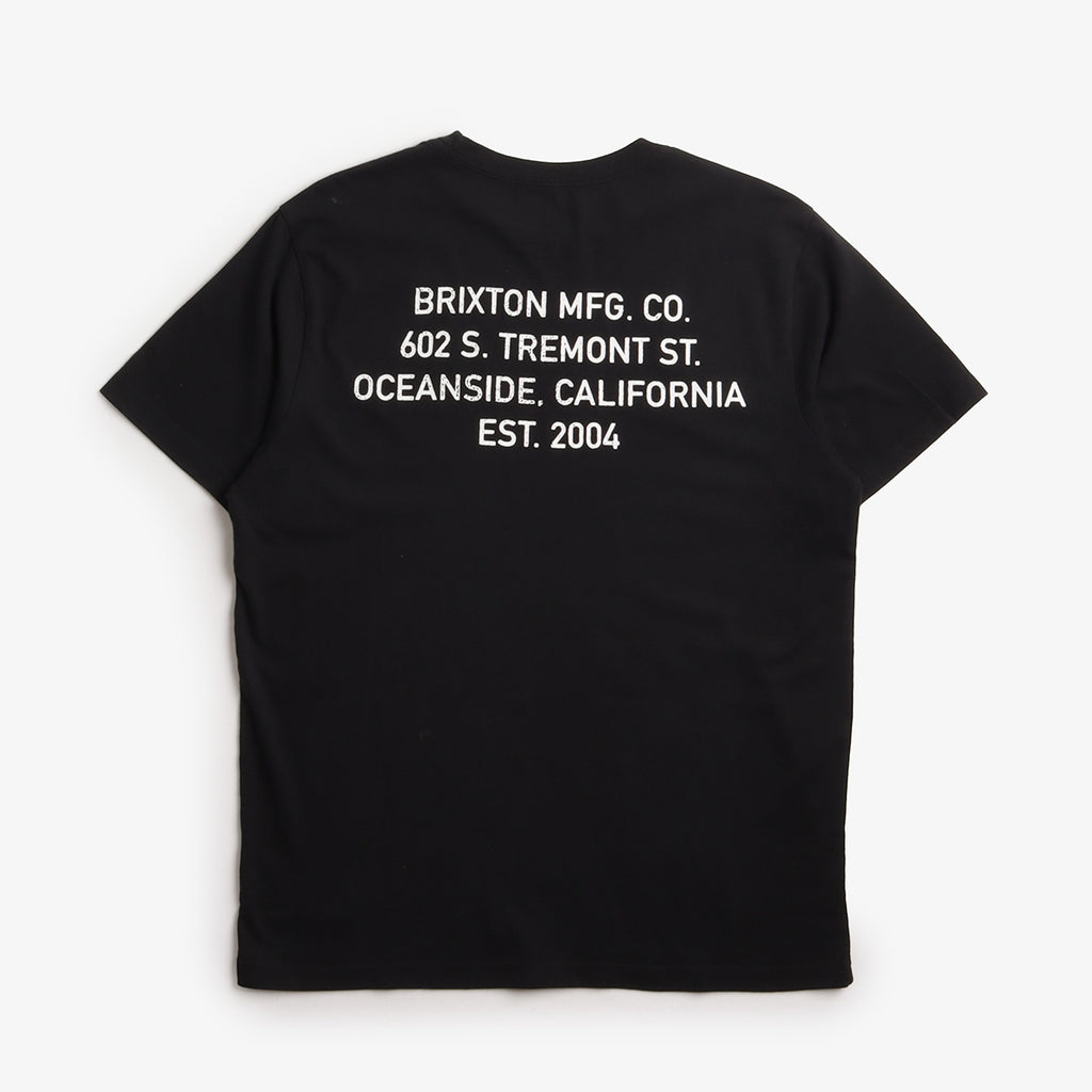 Brixton Gage Premium T-Shirt, Black Worn Wash, Detail Shot 1