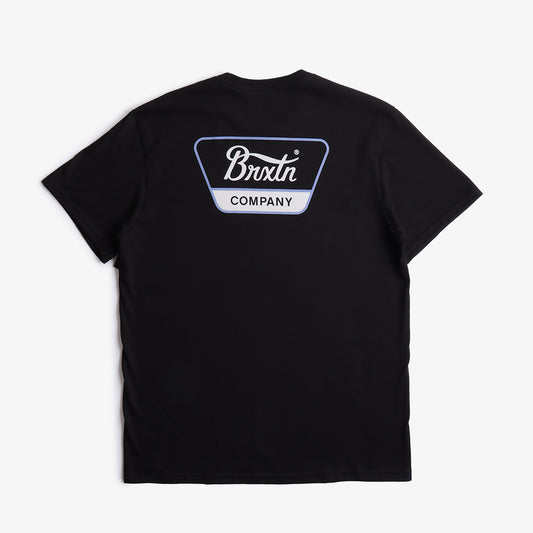 Brixton Linwood T-Shirt, Black Off White Dusty Blue, Detail Shot 1