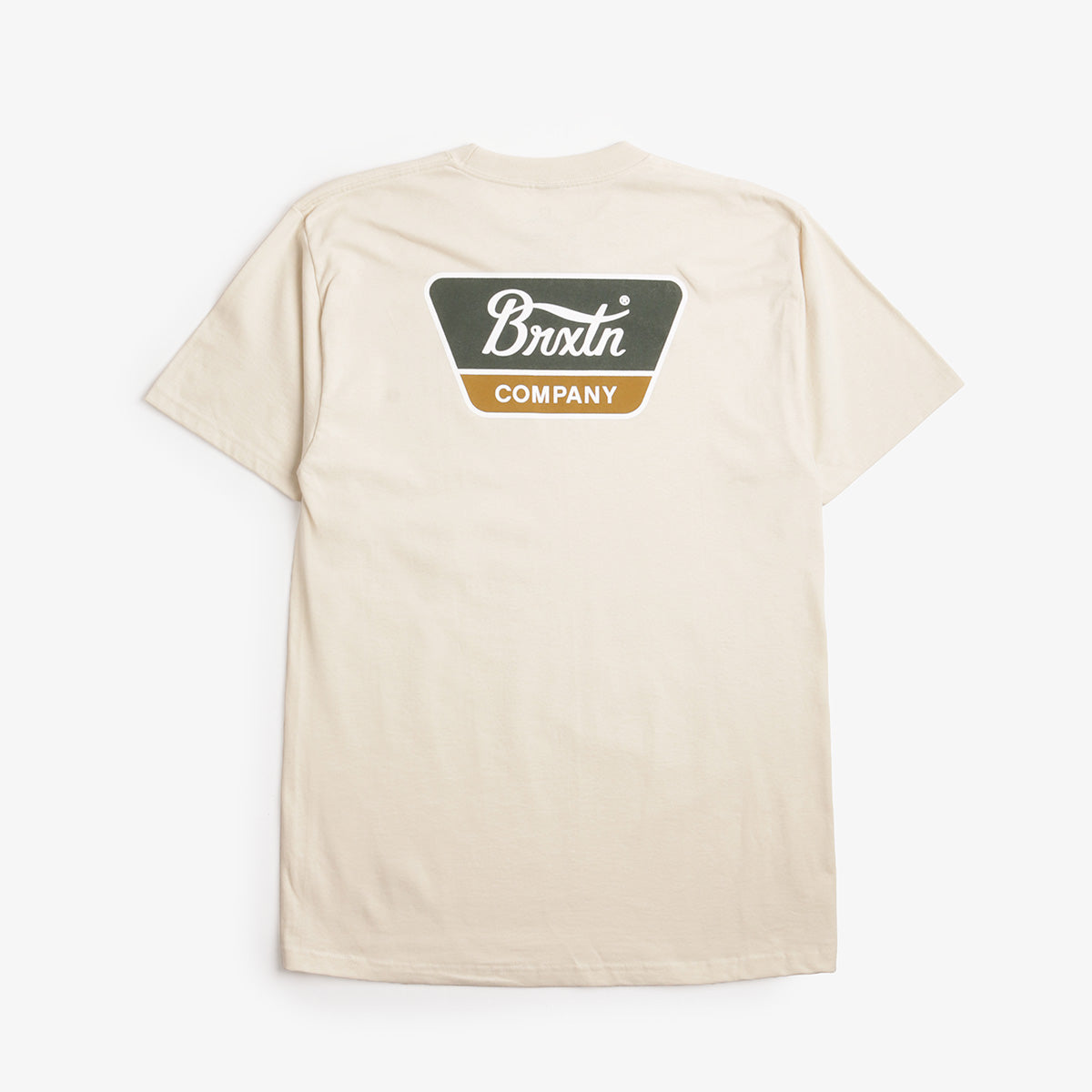 Brixton Linwood T-Shirt, Cream Dark Green Metal Bronze, Detail Shot 3