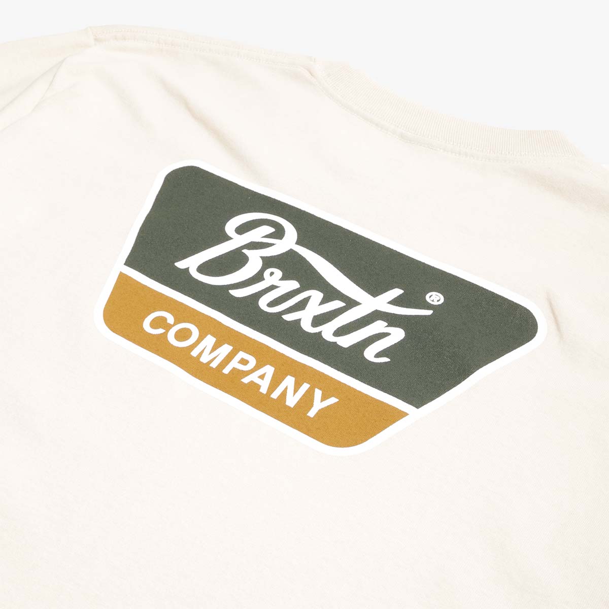 Brixton Linwood T-Shirt, Cream Dark Green Metal Bronze, Detail Shot 4