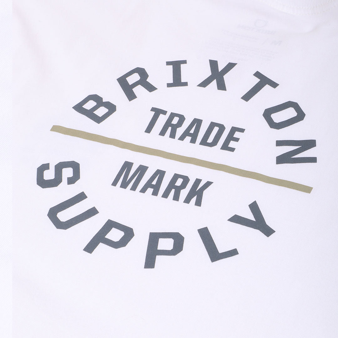 Brixton Oath V T-Shirt, White Flint Blue Sand, Detail Shot 2