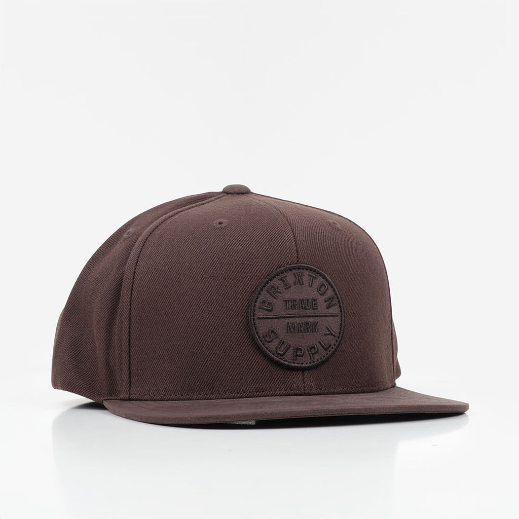 Brixton Oath III Snapback Cap, Pinecone Brown Brown Suede, Detail Shot 1