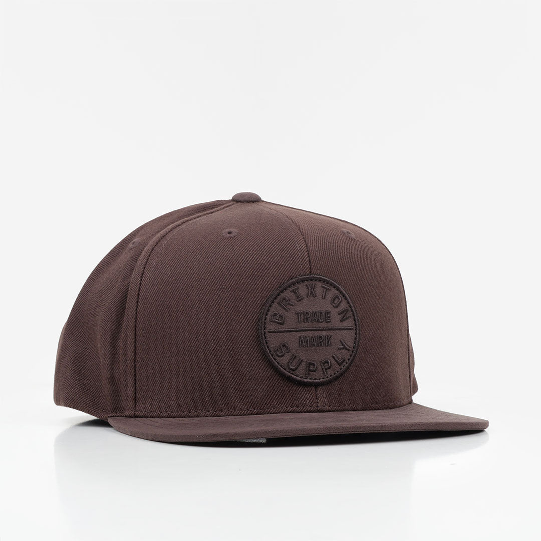Brixton Oath III Snapback Cap, Pinecone Brown Brown Suede, Detail Shot 1