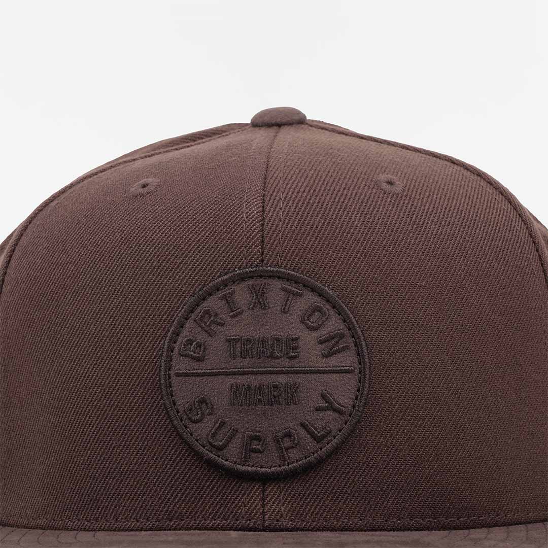 Brixton Oath III Snapback Cap, Pinecone Brown Brown Suede, Detail Shot 2