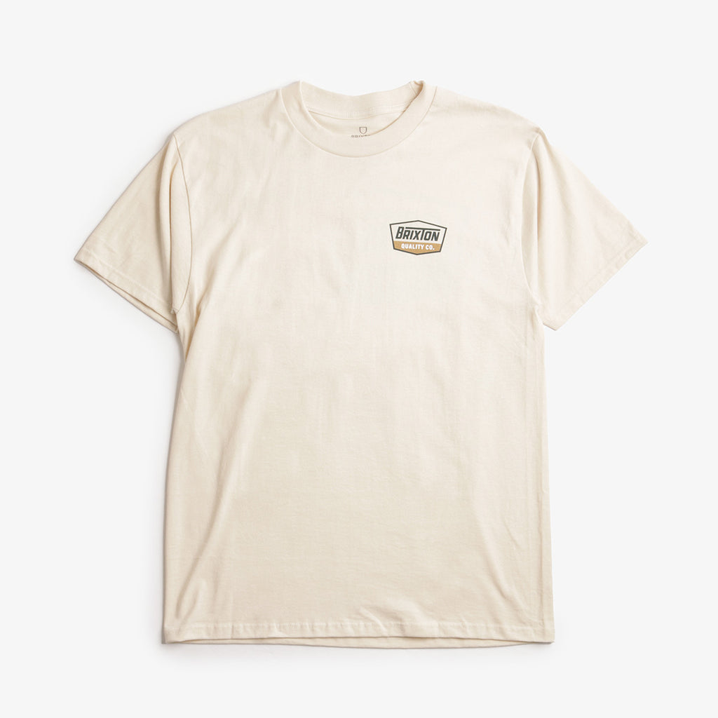 Brixton Regal T-Shirt, Cream Dark Green Metal Bronze, Detail Shot 2