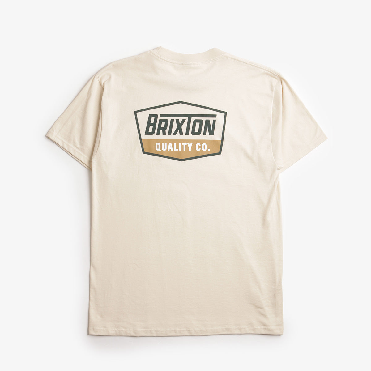main Brixton Regal T-Shirt, Cream Dark Green Metal Bronze, Detail Shot 1