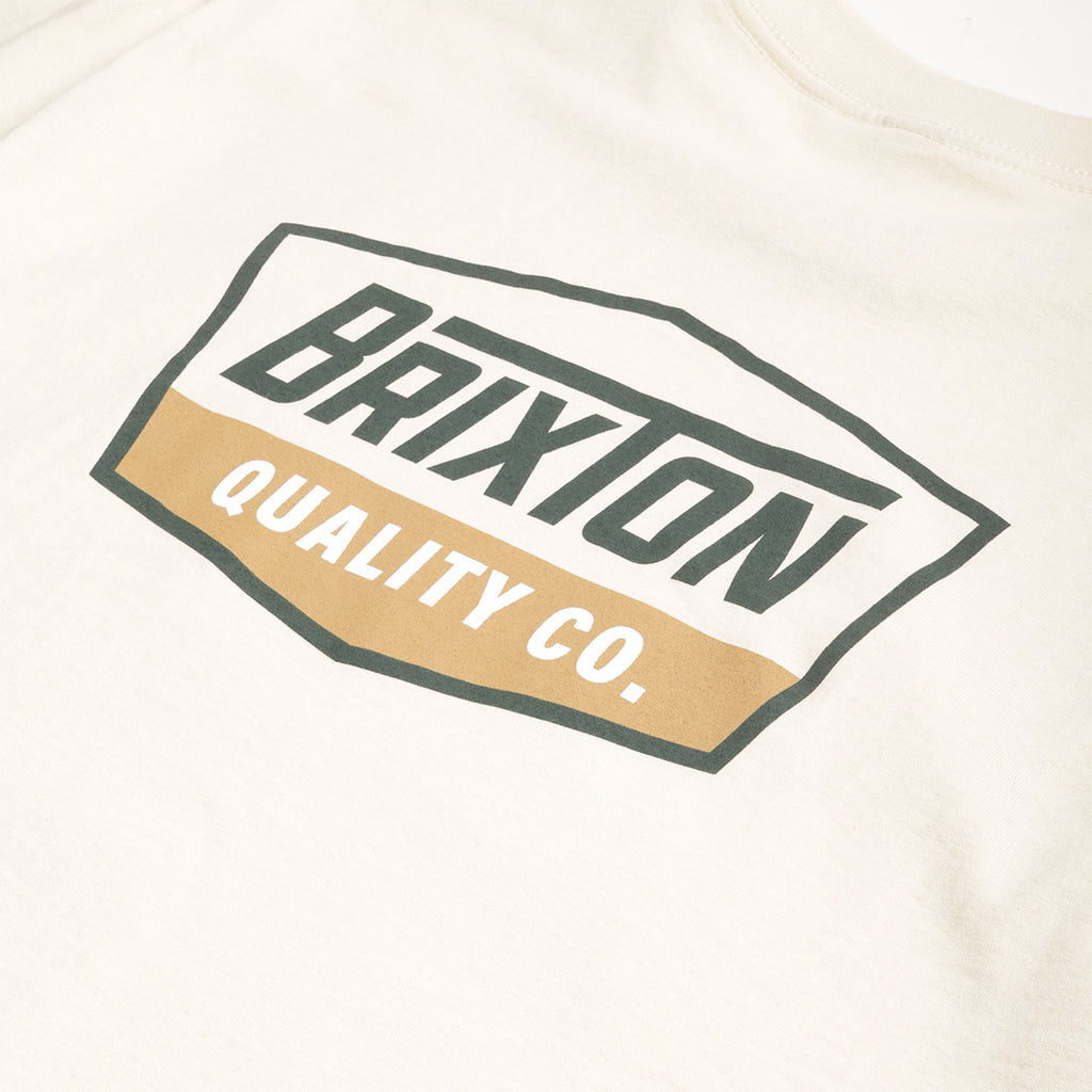 Brixton Regal T-Shirt, Cream Dark Green Metal Bronze, Detail Shot 4