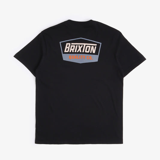 Brixton Regal T-Shirt, Black Off White, Detail Shot 1