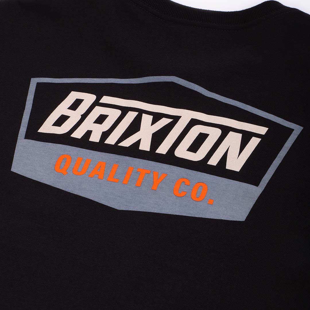 Brixton Regal T-Shirt, Black Off White, Detail Shot 4
